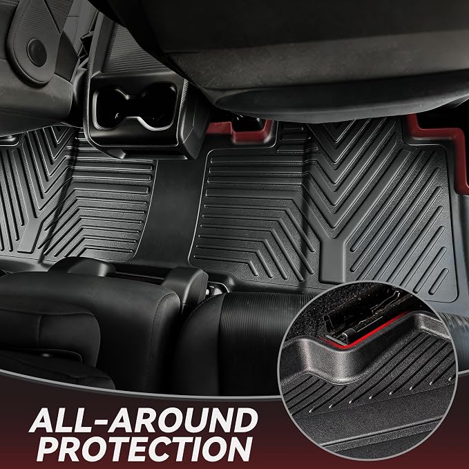 YITAMOTOR Floor Mats Compatible with Toyota 4Runner 2013-2024 & 2014-2023 Lexus GX460, Custom Fit Floor Liners 1st & 2nd Row All Weather Rubber Automotive Mats, Black