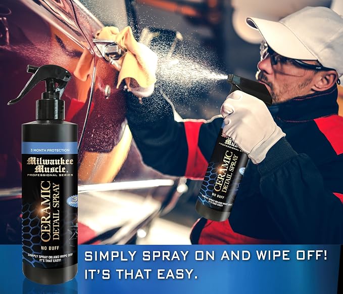 Ceramic Auto Car Wax Spray - 16 Fl Oz - Milwaukee Muscle - 4X The Ceramic Coating - Detail Spray Wax - Advanced Hydrophobic Spray for Shine and Protection