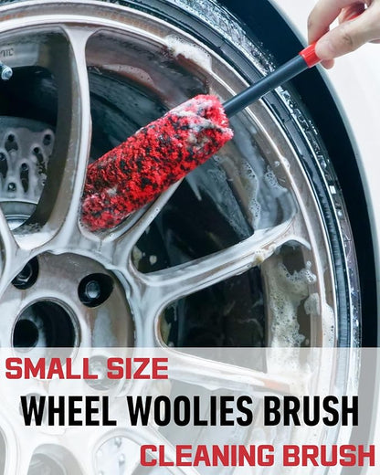 Wheel Brushes for Cleaning Wheels (4 Pro Pack)- 2X Soft Wheel Cleaning Wool Brush, Detailing Brush and Stiff Tire Brush, Scratch Free Durable Car Wheel Rim Brush Kit for Car Rim and Tire Detailing