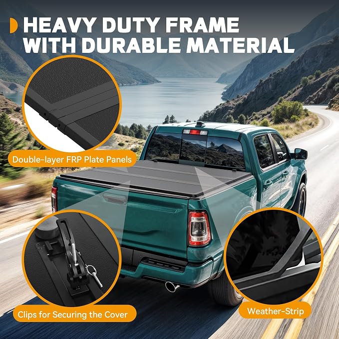 FRP Hard Tri-Fold Truck Bed Tonneau Cover Fit for Chevy Colorado/GMC Canyon 2015-2026 5.2 ft Bed