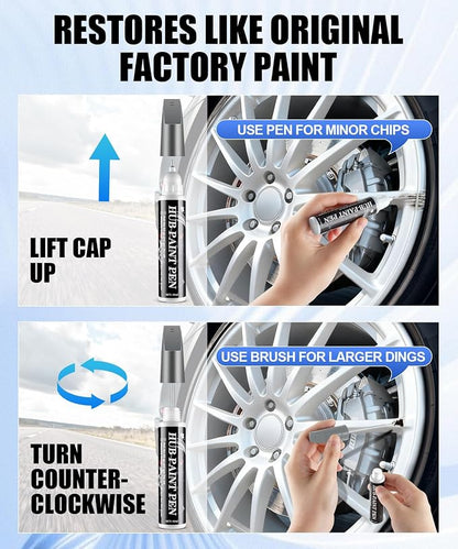 Amiss Crystal Sliver Rim Repair Kit, Wheel Paint and Rim Paint Touch Up Pen for Curb Rash, Universal Alloy Wheel Scratch Repair for Scratches and Scuffs, Car Accessories (Crystal Sliver)