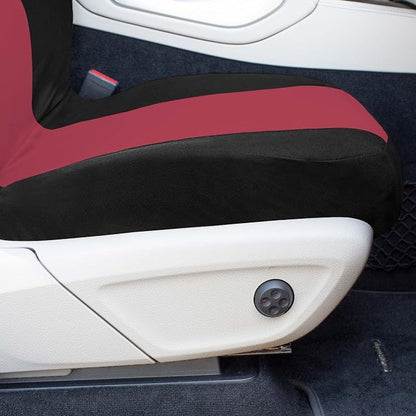 Universal Fit Chevron Flat Cloth Car Seat Covers Full Set - Burgundy
