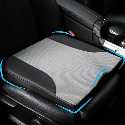 Allaboutsla Car Seat Cushion, Car Seat Cushions for Driving with Comfort Memory Foam - Sciatica & Back Pain Relief, Suitable for Car, Truck, Office Chair (Black&Gray)