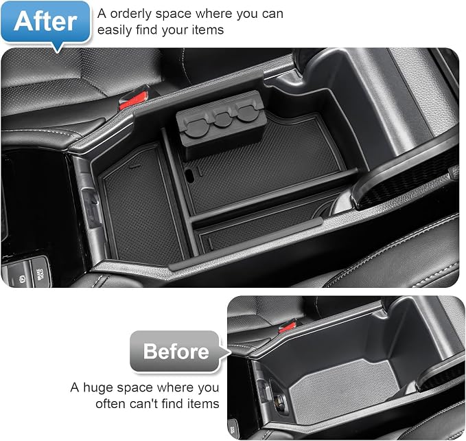 2023-2025 2026 Accord Hybrid Center Console Organizer for Honda Accord (LX/SE/EX/EX-L/Sport/Sport-L/Touring), Durable ABS Plastic Console Tray Insert 2026 Accord Accessories w/Coin Holder