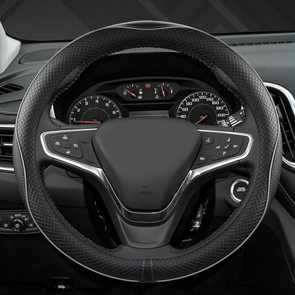 West Llama Customized Auto Car Steering Wheel Cover for Chevy 14.5-15 inches, Steering Wheel Cover for Chevrolet(Black Line-Standard Size)