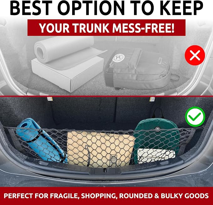 Envelope Style Trunk Mesh Cargo Net for Ford Fusion 2017 - 2020 - Car Accessories - Premium Trunk Organizers and Storage - Cargo Net for SUV - Vehicle Carrier Organizer for Ford Fusion 2017 - 2020