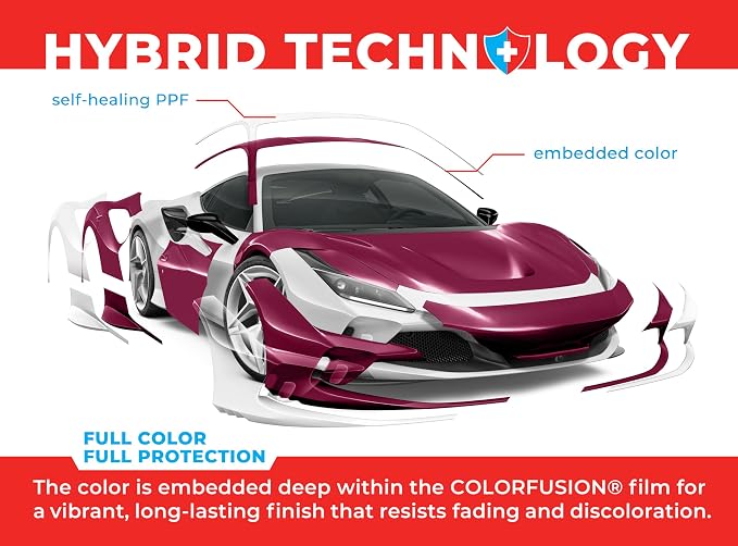 ColorFusion PPF by VViViD, Gloss Dark Star Ruby Magenta Dry Apply PPF Vinyl Car Wrap Roll 1ft x 5ft