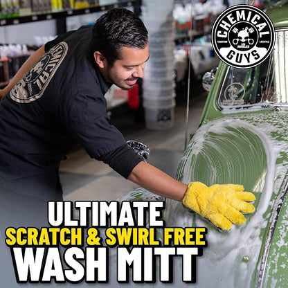 Chemical Guys MIC510 The Stranger Helpful Handy Car Wash Mitt - Yellow, Microfiber Towels for Detailing, Holds Tons of Soapy Suds, Flexible - Perfect for Car Cleaning (Pack of 12)