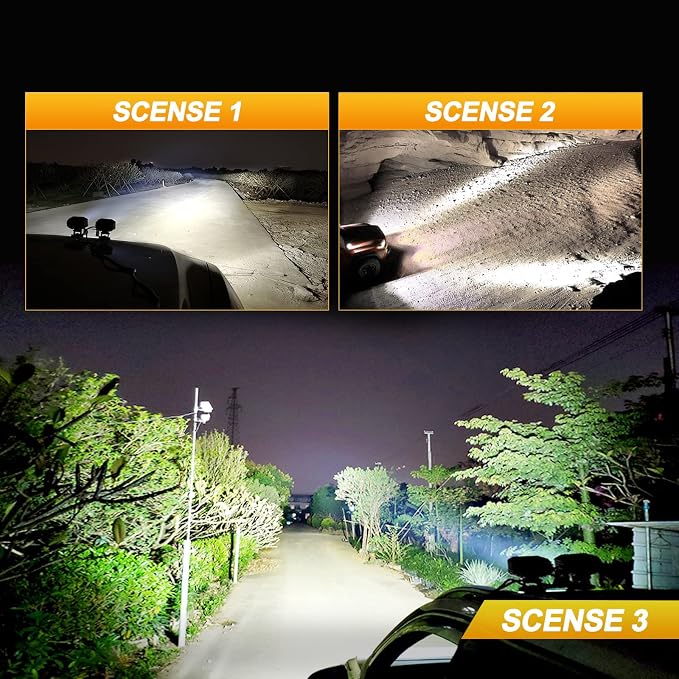Auxbeam 4" Cube LED Pods, Super Bright 60W Offroad Lights Auxiliary Flood Light Pods Motorcycle Driving Light for ATV UTV SUV Boat Jeep