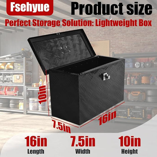 16 Inch Aluminum Truck Tool Box Heavy Duty Pickup Small Truck Bed Toolbox Trailer tongue Boxes Storage Tool Organizer with Top Handle Lock and Keys Suitable for Truck Trailer Pickup RV
