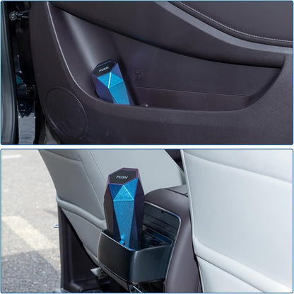 Car Trash Can Portable 3.5" Width 7.9" Height Trash Bin Plastic Gradient Blue 1 Pcs