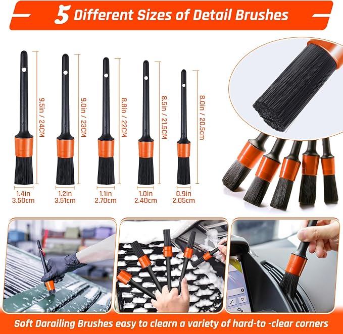 61 PCS Car Detailing Kit Interior Cleaner, Auto Detailing Kit, Car Vacuum Car Interior Detailing Kit, Car Wash Kit with Bucket Detailing Brush Set Car Accessories for Motorcycle, Cars, Bikes, Wheels