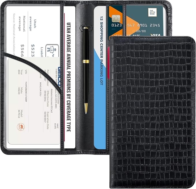 CoBak Car Registration and Insurance Holder - Vehicle Glove Box Car Organizer,Auto Truck Comparment Accessories Case with Magnetic Closure for Driver License,Cards