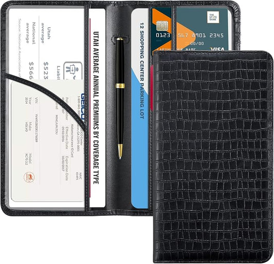 CoBak Car Registration and Insurance Holder - Vehicle Glove Box Car Organizer,Auto Truck Comparment Accessories Case with Magnetic Closure for Driver License,Cards