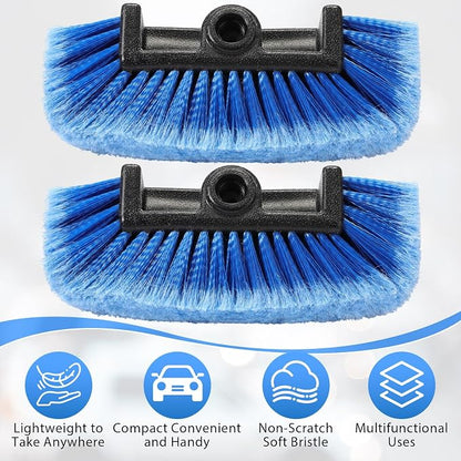 Vesici 8 Pcs Car Wash Brush Head with Soft Detailing Bristle Flow Thru Car Cleaning Brush Exterior Cars Wash Equipment for Auto Truck RV Boat Camper Washing, 10 Inch (Blue)
