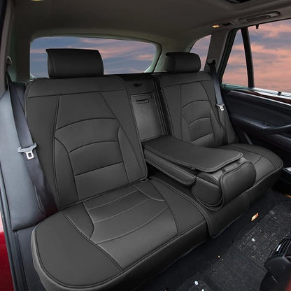 FH Group Ultra Comfort Highest Grade Faux Leather Full Set Car Seat Cushions– Universal Fit for Cars Trucks & SUVs (Solid Black)