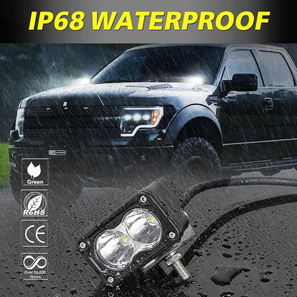 LED Pods, AKD Part 3 Inch CREE LED Off Road Driving Lights 40W Spot Small LED Pods Lights Ditch Lights Head Light 2 Packs for Truck Motorcycle UTV ATV SUV Surron