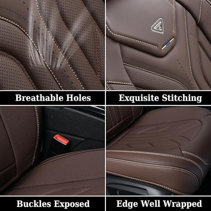 Coverado Front Seat Covers, Car Seat Covers Front Seats, Leather Seat Covers for Cars, Automotive Seat Covers Car Seat Protector Car Accessories Fit for Most Sedans SUV Pick-up Truck(Coffee)