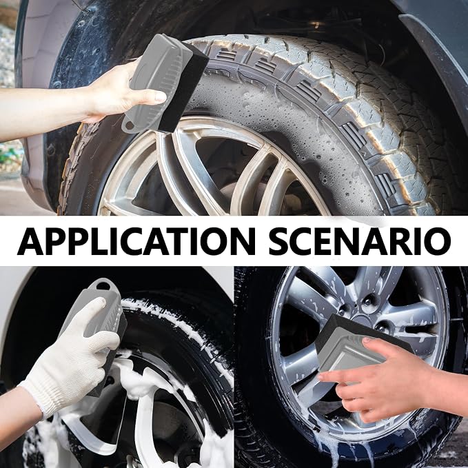 2PCS Tire Dressing Applicator, Car Tire Applicator Dressing Shine Sponge, Reusable Tire Dressing Applicator Pads with Lid, Wheel Applicator Foam for Car Detailing Cleaning (Gray)