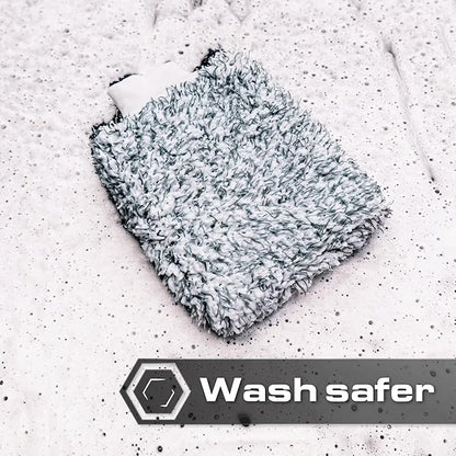 Blackline Microfiber Automotive Wash Mitt -Premium Scratch Free Wash Mitt for Car Cleaning|Car Detailing Accessory Works with Bucket, Car Shampoo, or Foam Cannon | 70%/30% Microfiber Blend, 9"x11"