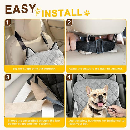 Dog Booster Car Seats for S/M Dogs Up to 35lbs,Pet Car Seat/Travel Bed with Washable&Removable Cover,Storage Pockets,Dog Safety Belt and Elevated Cushion Fits in Front/Back Seat