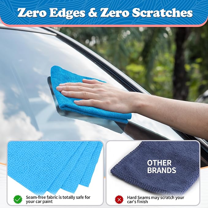 FIXSMITH Shop Towels, Microfiber Cleaning Cloth Bulk, 200 Pack Microfiber Towels for Cars, All-Purpose Absorbent Cleaning Rags, Dust Cloth for Automotive, Mechanic, Garage, Bar, 11.5 x 11.5 inch