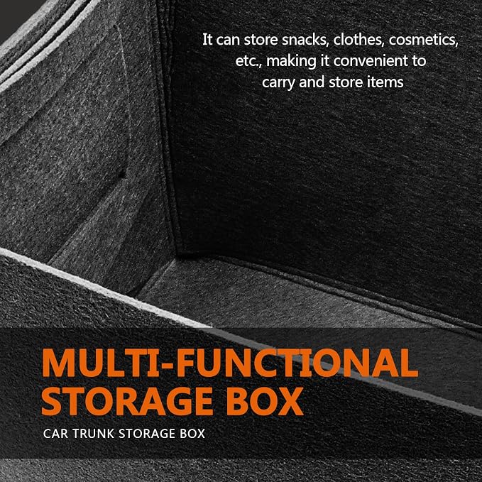 Felt Car Trunk Organizer, Foldable Vehicle Storage Box, Large Capacity Multi-Purpose Automotive Interior Accessories for Cars, SUV, Sedan, Truck (Dark Grey)