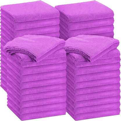 Shimeyao 30 Pcs Edgeless Microfiber Plush Towels for Cars Detailing Drying Wash Polishing Absorbent Cleaning Cloths, 500 GSM (16 x 16 Inch,Purple)