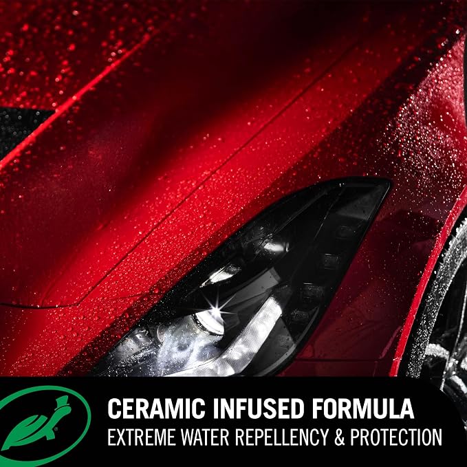 Turtle Wax Hybrid Solutions Ceramic Wet Wax, Spray on Car Wax for 1-Step High Gloss Shine and Ceramic Coating Protection for Paint, Wheels,Glass and More, Extreme Water Beading, 26 oz (Pack of 1)