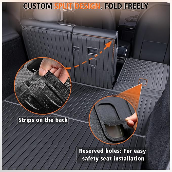 Floor Mats Cargo Liner with Backrest Mat & Front Rear Cargo Mat for 2025 2026 New Model Y Juniper,TPE Rubber Liners Full Set Automotive Mats for 2025 New Model Y Accessories