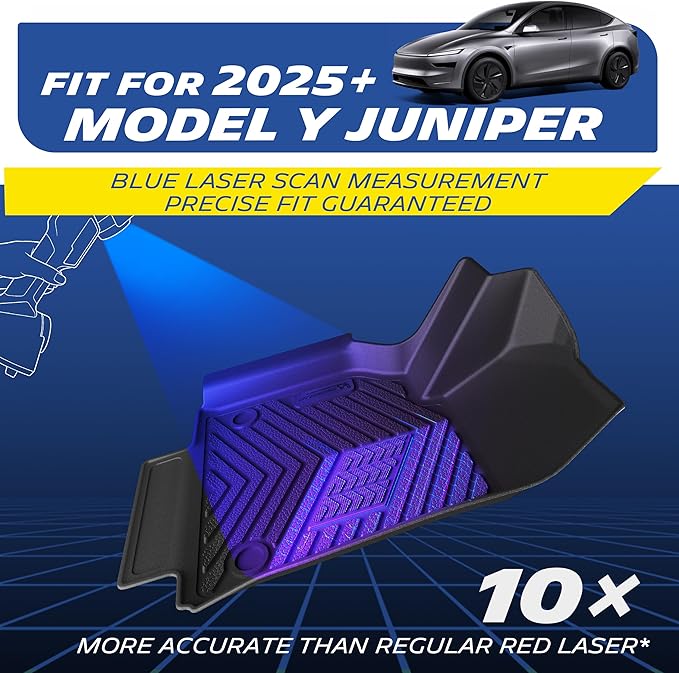 Michelin Vehicle Mat, All-Weather TPE Custom Fit Liner for Tesla Model Y 5 Seat Floor Mats 2025-2027 (6 Piece), Elite