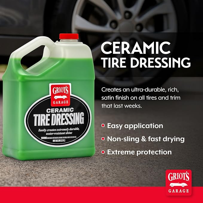 Griot's Garage Ceramic Tire Dressing Coating for Car Detailing, Safe for Rubber, Vinyl, and Plastic Trim on Cars, Trucks, SUVs, Motorcycles, and RVs, 10856, One Gallon