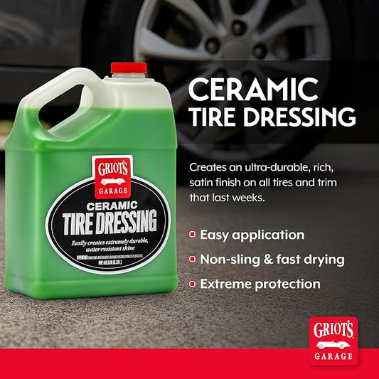 Griot's Garage Ceramic Tire Dressing Coating for Car Detailing, Safe for Rubber, Vinyl, and Plastic Trim on Cars, Trucks, SUVs, Motorcycles, and RVs, 10856, One Gallon