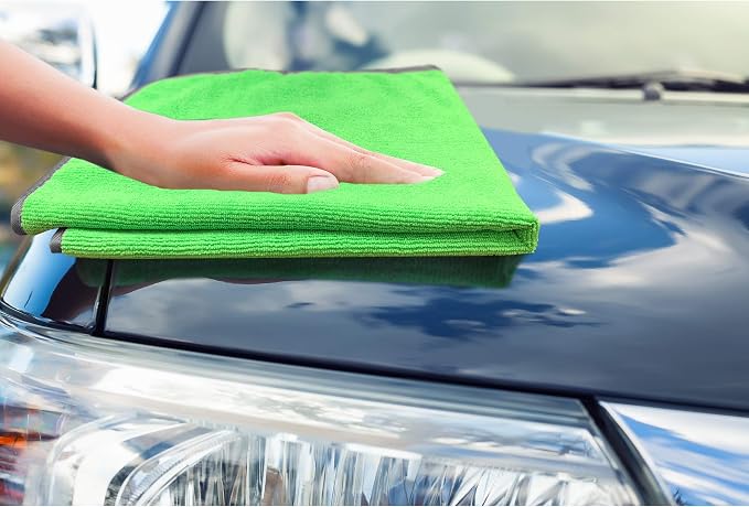 Detailer's Preference Large 320 GSM Microfiber Towels for Car Detailing, Washing, Drying, Ultra Soft Terry Weave, Scratch-Free, Lint-Free, Multi-Surface, Reusable, 16x24 Inch, 12-Pack, Green