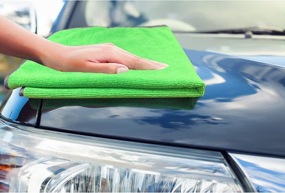 Detailer's Preference Large 320 GSM Microfiber Towels for Car Detailing, Washing, Drying, Ultra Soft Terry Weave, Scratch-Free, Lint-Free, Multi-Surface, Reusable, 16x24 Inch, 12-Pack, Green
