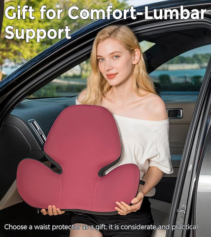 BEBAS Lumbar Support Pillow for Office Chair - Ergonomic Memory Foam Back Cushion for Lower Back Pain Relief - Washable & Breathable Cover - Fits Car Seats, Gaming Chairs & Wheelchairs - Red