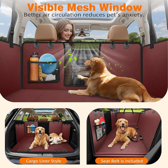 URPOWER Dog Car Seat Cover for Pets 100% Waterproof Seat Cover Hammock 600D Heavy Duty Scratch Proof Nonslip Durable Soft Back Seat Covers for Cars Trucks and SUVs