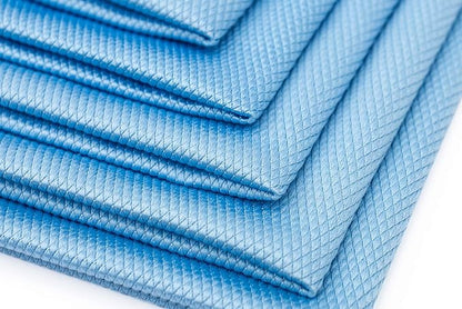 The Rag Company - Diamond Weave Glass & Window - Detailing Towels to Polish Mirrors & Chrome, Snakeskin Like Texture, Lint-Free, Streak-Free, 280gsm, 16in. x 24in, Light Blue (5-Pack)