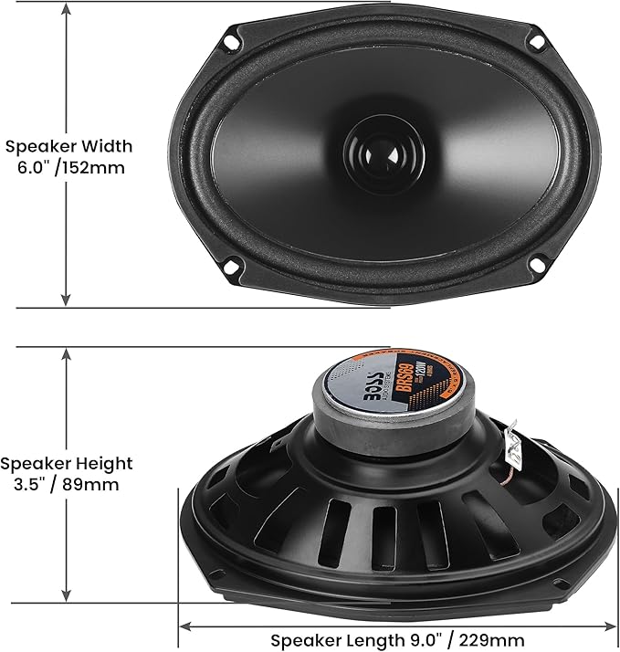 BOSS Audio Systems BRS69 6 x 9 Inch Replacement Car Door Speaker - 120 Watts Max, Sold Individually, 4 Ohms, Bocinas Para Carro