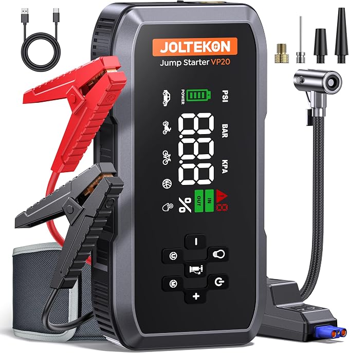 Car Battery Jump Starter with Air Compressor, 4500A Powerful Battery Jumper Starter Portable with 150PSI Auto-Pause Pump, 12V Jump Box for Car Battery with 10-Safety Protection(9L Gas/8L Diesel)