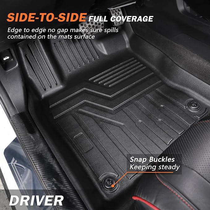 KUST Floor Mats Set for Kia Sorento 2021-2025 2026 (6 Seater, Not for Hybrid), All Weather Rear Trunk Cargo Liner with 2nd Row Back Seat Protector Full Set Car Mats Accessories TPE Rubber Raised Edge