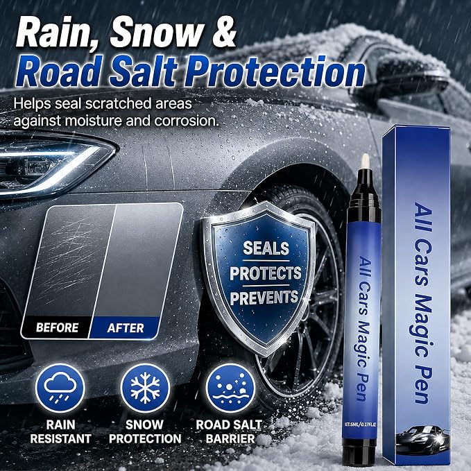 2026 New Magic Car Scratch Remover Pen, For Any Car Color Scratch Remover Pen,For Deep & Light Scratches, Chips & Scuffs, Long-Lasting Weather-Resistant Scratch Repair Tool for Most Vehicles.