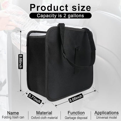 Amiss Foldable Trash Can, Collapsible Garbage Bag for Car, Hanging Waterproof Leakproof Storage Bag, Automotive Interior Accessories, Multifunctional (2 Gallon)