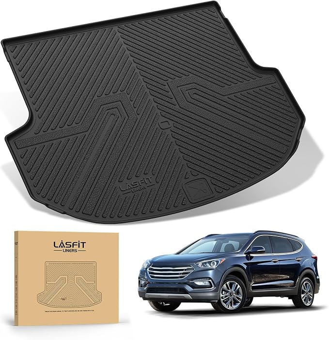 LASFIT Cargo Mat for Hyundai Santa Fe Sport 2018 2017 2016 2015 2014 2013, All Weather TPE Custom Fit Car Trunk Mats Cargo Liners Accessories for Santa Fe Sport 2013-2018, Black