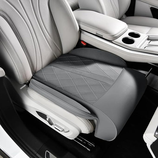 Coverado Car Seat Leg Support Cushion, Leather Car Seat Extender, Universal Leg Extender Cushions for Long Driving, Waterproof Leg Extension Support Pad Car Seat Cushions for Most Cars (Update,Gray)