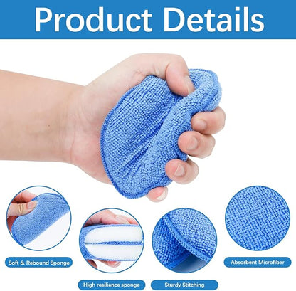 18 Pack Car Wax Applicator Pad 5 Inch, Foam Microfiber Applicator Pad for Car Buffing, Detail Polishing, Tire Shine Applicator, Cleaning and Fine Polishing