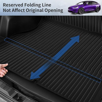 Floor Mats for Tesla Model X 5 Seater 2026 2025 2024 2023 All Weather Model X Floor Mats for Tesla Model X Accessories 2026 2025 2024 2023 TPE Back Seat Cover Trunk Frunk Mat Black