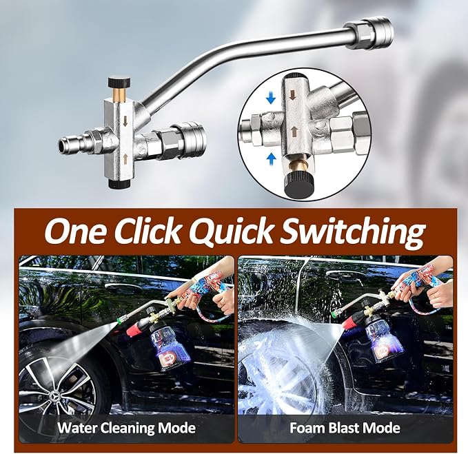 BEAR FORCE Foam Cannon Dual-Connector Accessory, Pressure Washer Double Tip Attachment for Soap Cannon, 5 Pressure Washer Sprayer Nozzles #035, 1/4" Quick Connect, for Car Wash, Car Detailing