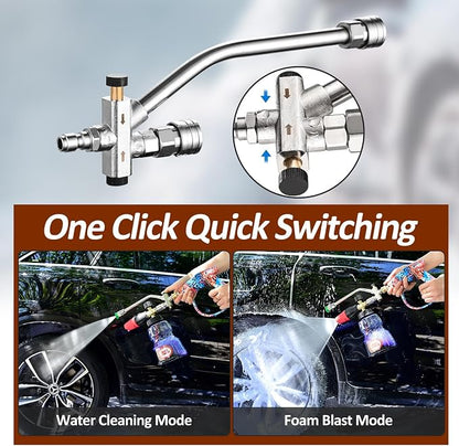BEAR FORCE Foam Cannon Dual-Connector Accessory, Pressure Washer Double Tip Attachment for Soap Cannon, 5 Pressure Washer Sprayer Nozzles #035, 1/4" Quick Connect, for Car Wash, Car Detailing
