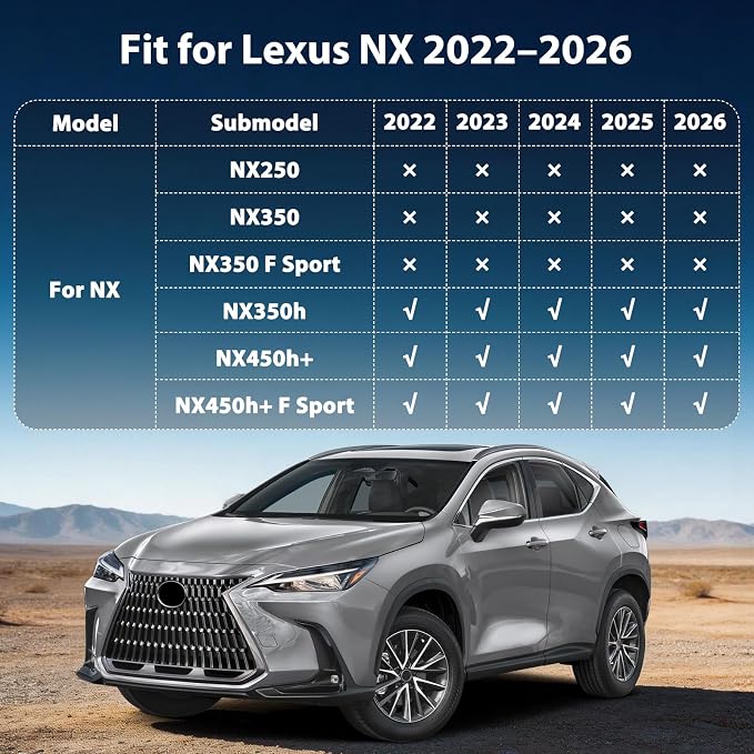 Floor Mats & Cargo Liner for 2022-2026 Lexus NX/NX 350h/NX 450h+/NX450h+ F Sport, All Weather Protection TPE Anti-Slip Car Full Set Custom Fit Car Mats Accessories | Front & 2nd Row & Trunk Mat